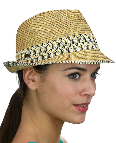 NYFASHION101 Multicolored Weaved Band and Trim Stingy Trilby Fedora Hat