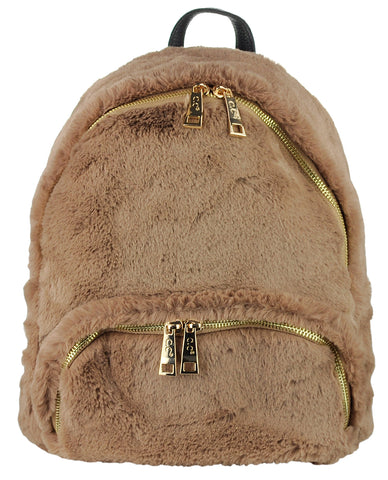 C.C Women's Faux Fur Fuzzy Backpack Schoolbag Shoulder Bag Purse