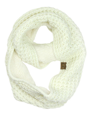Exclusive Warm Chunky Knit Sherpa Lined Winter Infinity Scarf