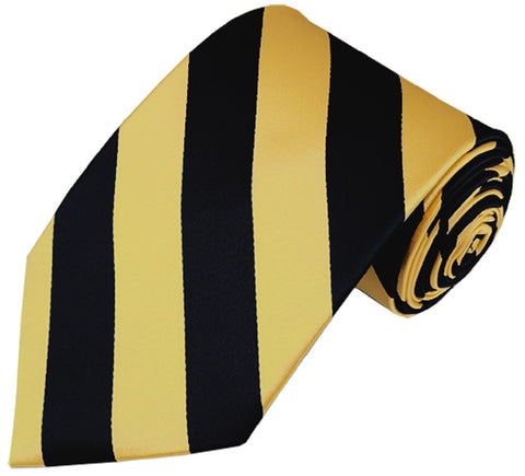 Men's 3.5" Regular College Stripe Woven Tie- DS Black & Honey Gold