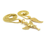 Angel Wing Pendant & Baby Halo Angel Pendant Set w/ Chain Necklace