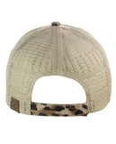 C.C Leopard Print Faux Suede Front Panel Mesh Back Precurved Baseball Cap Hat