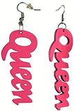 Women's Afrocentric African Text Wood Dangle Pierced Earrings