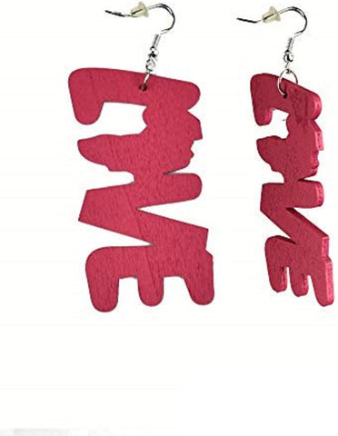 Women's Afrocentric African Text Wood Dangle Pierced Earrings