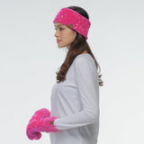 C.C Sequin Headwrap for Women - Stretchable Soft Warm Knit Winter Headband Ear Warmer (Hot Pink)