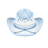 C.C Ombre Open Weave Cowbay Hat with Braided Trim