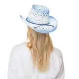 C.C Ombre Open Weave Cowbay Hat with Braided Trim