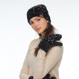 C.C Sequin Headwrap for Women - Stretchable Soft Warm Knit Winter Headband Ear Warmer (Hot Pink)