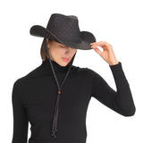 C.C All Over Rhinestone Denim Cowboy Hat with Chinstraps for Women