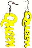 Women's Afrocentric African Text Wood Dangle Pierced Earrings