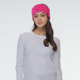 C.C Sequin Headwrap for Women - Stretchable Soft Warm Knit Winter Headband Ear Warmer (Hot Pink)