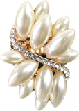 NYFASHION101 Women's Vine Marquis Stone Stud Fashion Stretch Ring