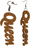 Women's Afrocentric African Text Wood Dangle Pierced Earrings