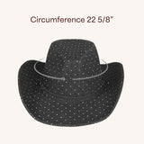 C.C All Over Rhinestone Denim Cowboy Hat with Chinstraps for Women