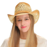 C.C Ombre Open Weave Cowbay Hat with Braided Trim