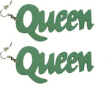 Women's Afrocentric African Text Wood Dangle Pierced Earrings