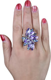 NYFASHION101 Women's Vine Marquis Stone Stud Fashion Stretch Ring