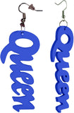 Women's Afrocentric African Text Wood Dangle Pierced Earrings