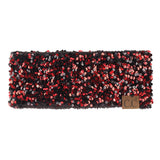 C.C Sequin Headwrap for Women - Stretchable Soft Warm Knit Winter Headband Ear Warmer (Hot Pink)