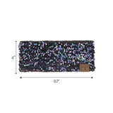 C.C Sequin Headwrap for Women - Stretchable Soft Warm Knit Winter Headband Ear Warmer (Hot Pink)