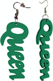 Women's Afrocentric African Text Wood Dangle Pierced Earrings