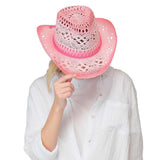 C.C Ombre Open Weave Cowbay Hat with Braided Trim