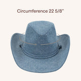C.C All Over Rhinestone Denim Cowboy Hat with Chinstraps for Women