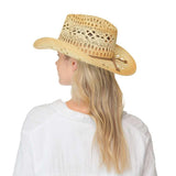 C.C Ombre Open Weave Cowbay Hat with Braided Trim