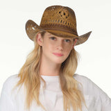 C.C Ombre Open Weave Cowbay Hat with Braided Trim