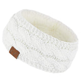 C.C Winter Fuzzy Fleece Lined Thick Knitted Diagonal Stripes Criss-Cross Pattern Headband Headwrap (HW-2060)