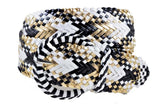 Women's Fashion Web Woven Braid Faux Leather Metallic Wide Belt