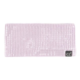 C.C Sequin Headwrap for Women - Stretchable Soft Warm Knit Winter Headband Ear Warmer (Hot Pink)