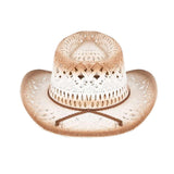C.C Ombre Open Weave Cowbay Hat with Braided Trim