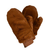 C.C Women's Faux Fur Wrist Length Fingerless Sherpa Lined Convertible Mittens Gloves