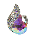 NYFASHION101 Women's Teardrop Stone Studs Fashion Stretch Ring