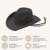 C.C All Over Rhinestone Denim Cowboy Hat with Chinstraps for Women