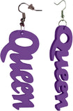 Women's Afrocentric African Text Wood Dangle Pierced Earrings