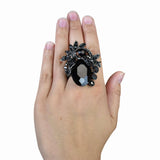 NYFASHION101 Women's Teardrop Stone Studs Fashion Stretch Ring