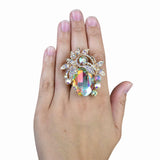 NYFASHION101 Women's Teardrop Stone Studs Fashion Stretch Ring