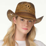 C.C Ombre Open Weave Cowbay Hat with Braided Trim