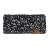 C.C Sequin Headwrap for Women - Stretchable Soft Warm Knit Winter Headband Ear Warmer (Hot Pink)