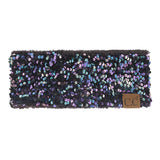 C.C Sequin Headwrap for Women - Stretchable Soft Warm Knit Winter Headband Ear Warmer (Hot Pink)