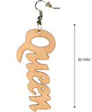 Women's Afrocentric African Text Wood Dangle Pierced Earrings