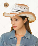 C.C Ombre Open Weave Cowbay Hat with Braided Trim