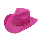 C.C Sparkly Sequin Cowboy Hat with Suede String Trim