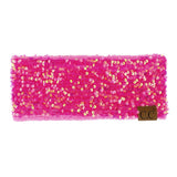 C.C Sequin Headwrap for Women - Stretchable Soft Warm Knit Winter Headband Ear Warmer (Hot Pink)