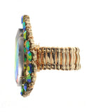 NYFASHION101 Women's Teardrop Stone Studs Fashion Stretch Ring
