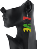 Women's Afrocentric African Text Wood Dangle Pierced Earrings