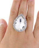NYFASHION101 Women's Teardrop Stone Studs Fashion Stretch Ring