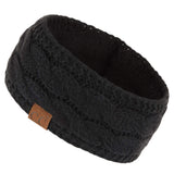 C.C Winter Fuzzy Fleece Lined Thick Knitted Diagonal Stripes Criss-Cross Pattern Headband Headwrap (HW-2060)